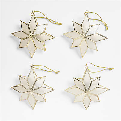 Capiz Snowflake Christmas Tree Ornament, Set of 4