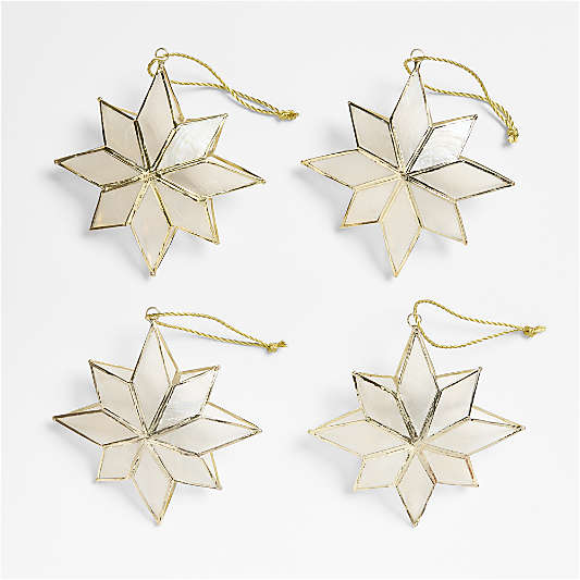 Capiz Snowflake Christmas Tree Ornament, Set of 4