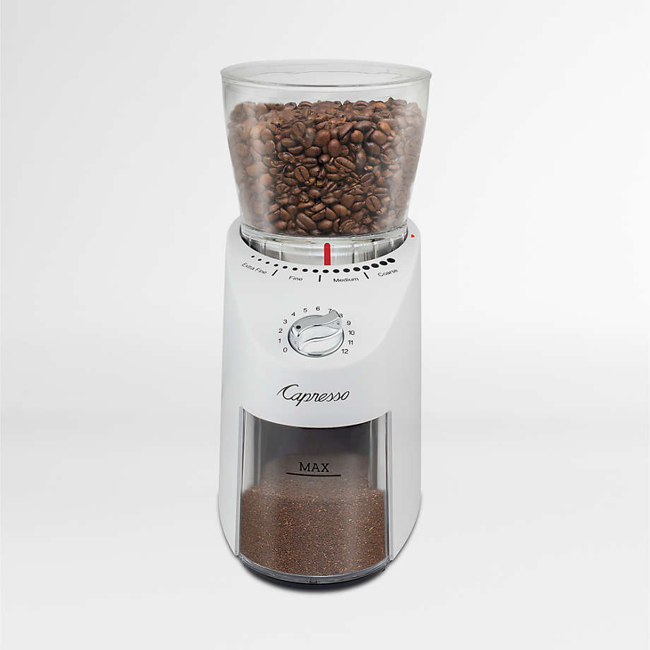 Capresso Infinity Plus White Conical Burr Grinder - White | Crate & Barrel
