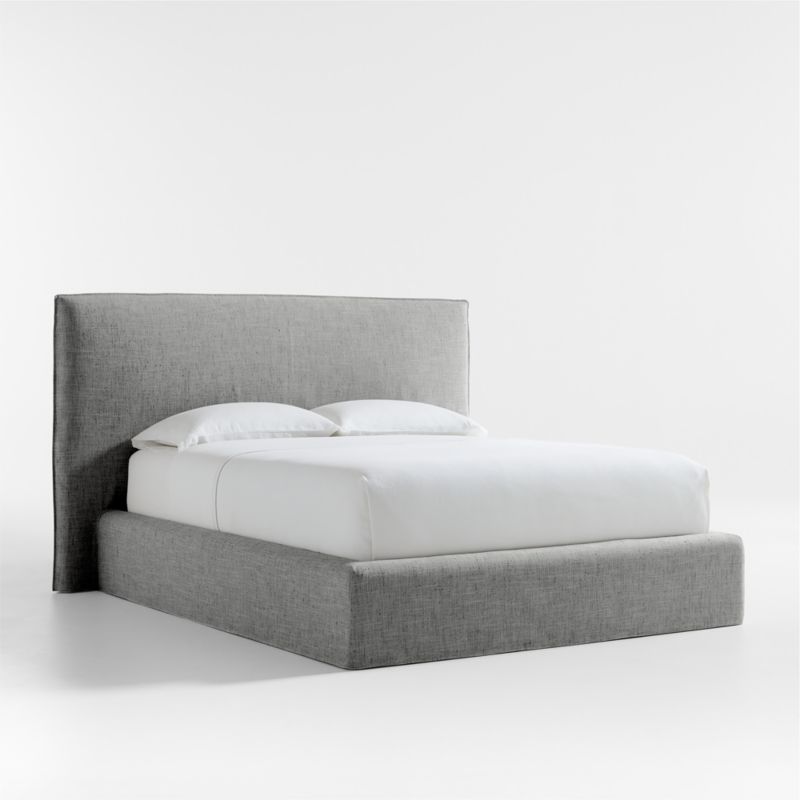 Capri Charcoal Grey Slipcovered Queen Bed + Reviews | Crate & Barrel