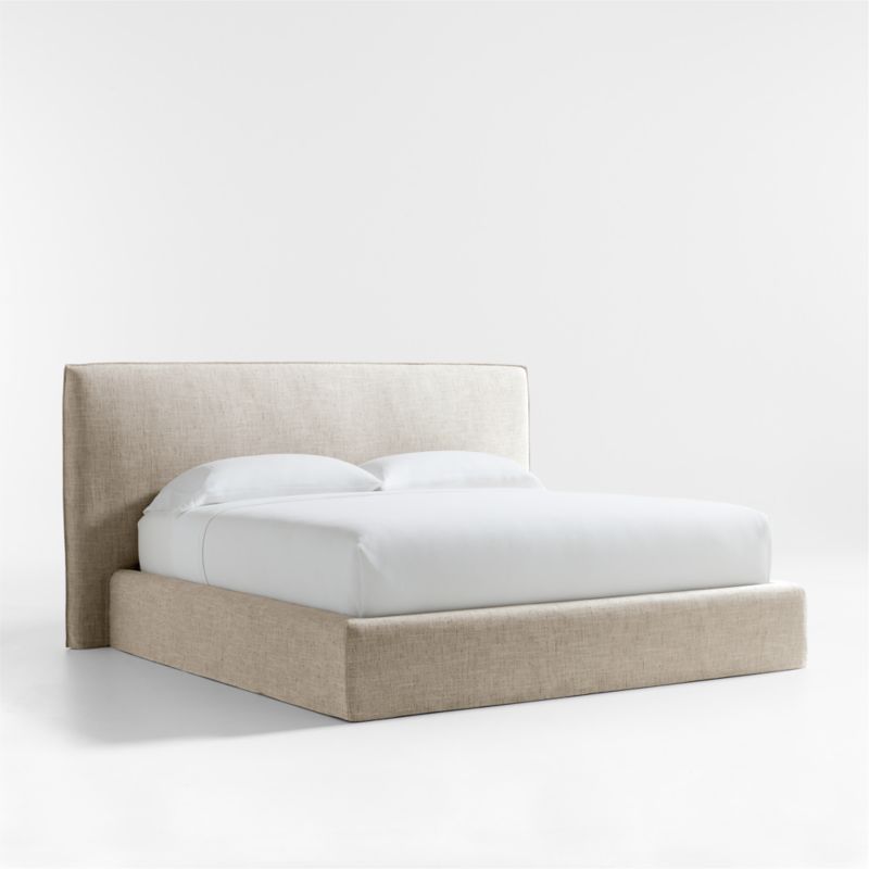 Capri Wheat Slipcovered King Bed + Reviews | Crate & Barrel