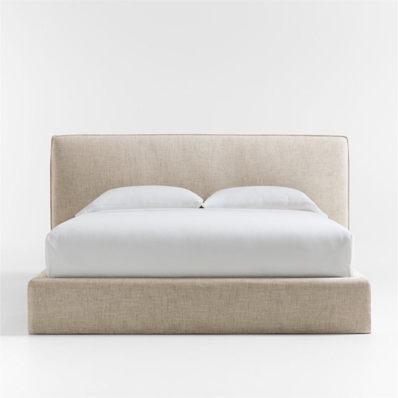 Capri Wheat Slipcovered King Bed + Reviews | Crate & Barrel