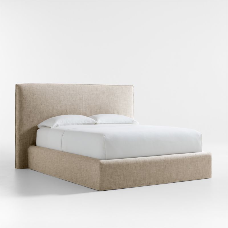 Capri Wheat Slipcovered Queen Bed + Reviews | Crate & Barrel