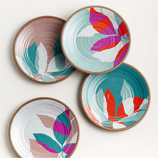 Caprice Floral Melamine Salad Plates, Set of 4