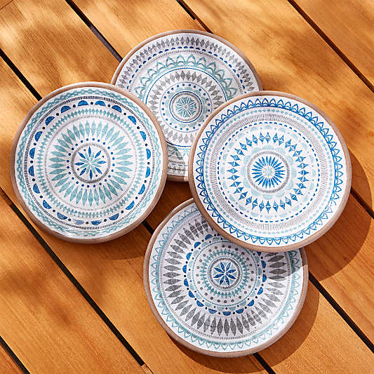 Caprice Medallion Melamine Salad Plates, Set of 4