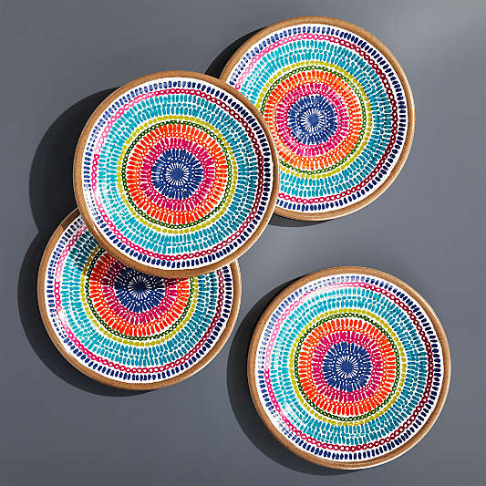 Caprice Mod Medallion Melamine Salad Plates, Set of 4