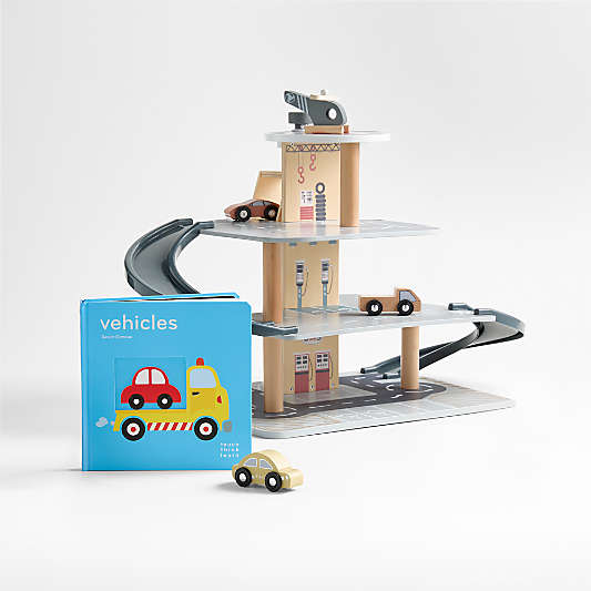 Wooden Kids Parking Garage Play Set