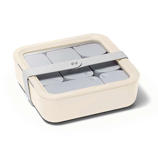 Caraway Home Cream 10-Cup Square Glass Food Storage Container with Lid