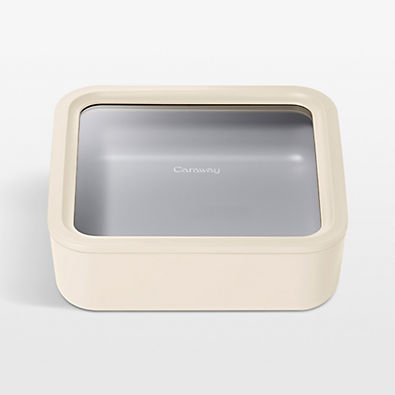 View Caraway ® Cream 10-Cup Square Glass Food Storage Container with Lid details