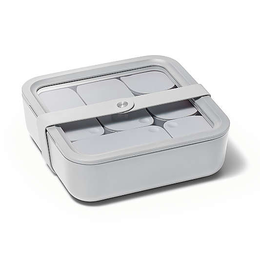 Caraway Home Grey 10-Cup Square Glass Food Storage Container with Lid
