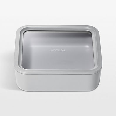 View Caraway ® Grey 10-Cup Square Glass Food Storage Container with Lid details