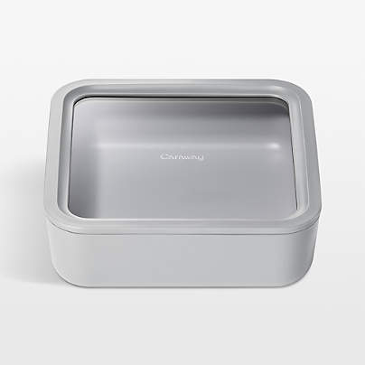 Caraway ® Grey 10-Cup Square Glass Food Storage Container with Lid