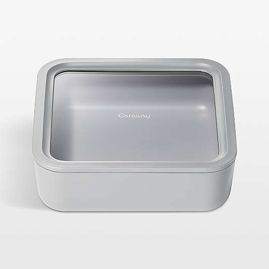 Caraway Home Grey 10-Cup Square Glass Food Storage Container with Lid