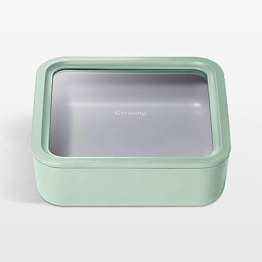 Caraway Home Mist 10-Cup Square Glass Food Storage Container with Lid