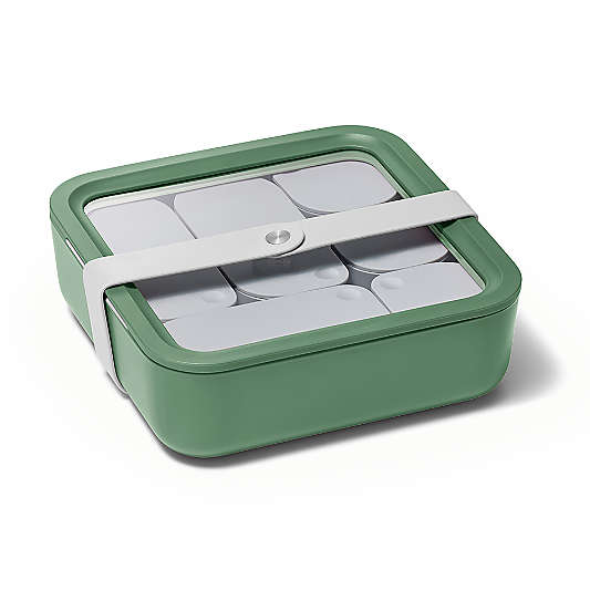 Caraway Home Sage 10-Cup Square Glass Food Storage Container with Lid