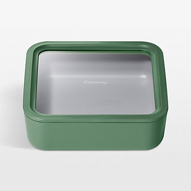 View Caraway ® Sage 10-Cup Square Glass Food Storage Container with Lid details