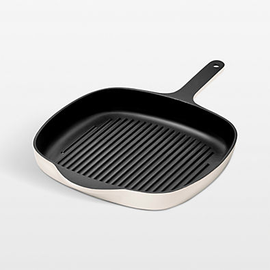 View Caraway 10.5" Cream Enameled Cast Iron Grill Pan details