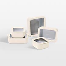 Caraway Cream 13-Piece Glass Food Storage Set + Reviews | Crate & Barrel