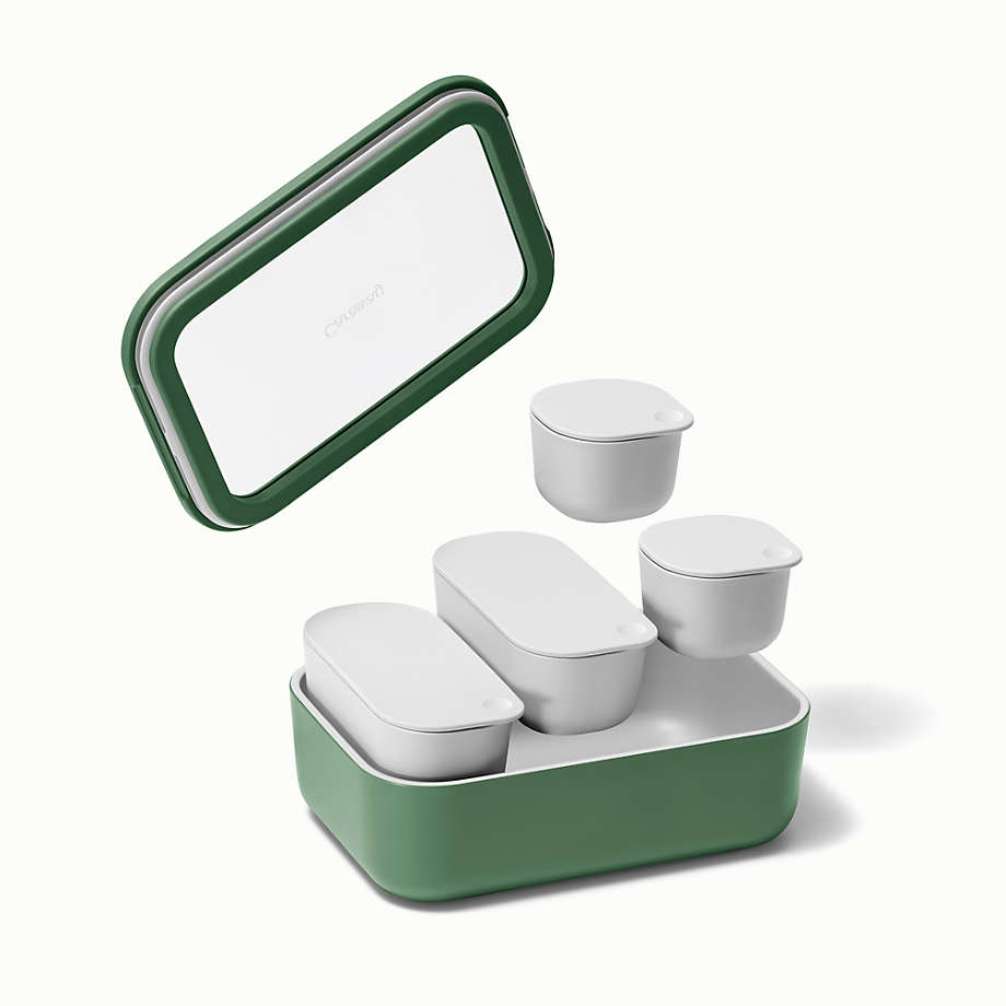 Caraway Home Small Ceramic Coated Glass Food Storage Container Sage : Target