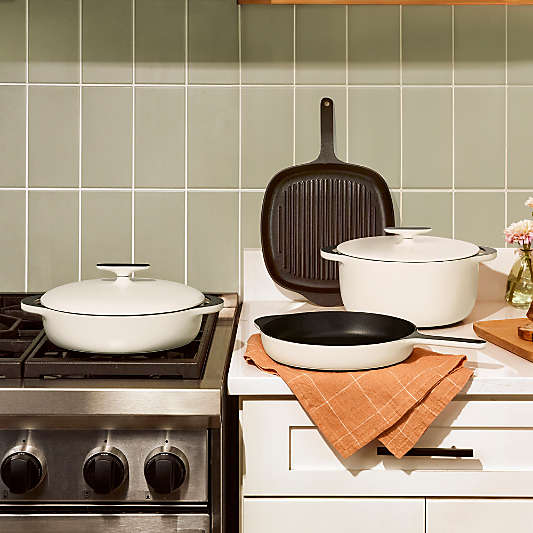 Caraway ® Cream 3.5-Qt. Enameled Cast Iron Braiser with Domed Lid