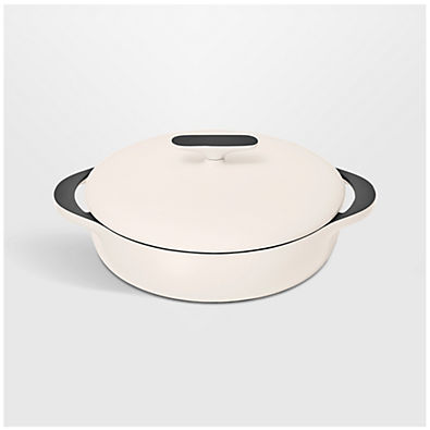 View Caraway Cream 3.5-Qt. Enameled Cast Iron Braiser with Domed Lid details