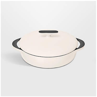 Caraway ® Cream 3.5-Qt. Enameled Cast Iron Braiser with Domed Lid