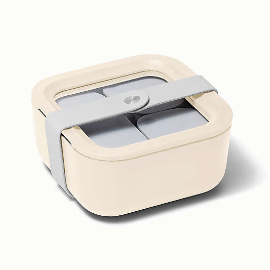 Caraway ® Cream 4.4-Cup Square Glass Food Storage Container with Lid