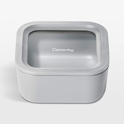 Caraway ® Grey 4.4-Cup Square Non-Stick Glass Food Storage Container with Lid