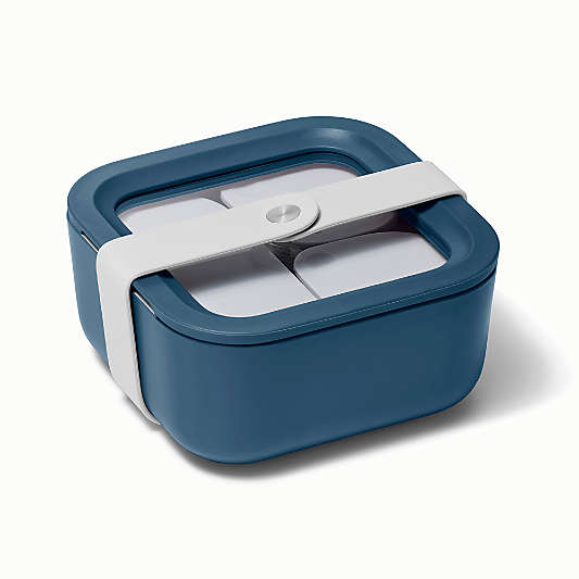 Caraway Home Navy 4.4-Cup Square Non-Stick Glass Food Storage Container with Lid