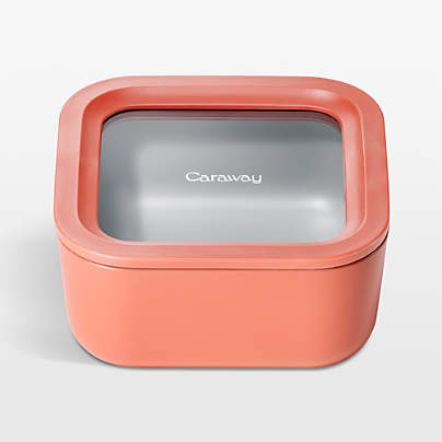 Caraway ® Perracotta 4.4-Cup Square Nonstick Glass Food Storage Container with Lid