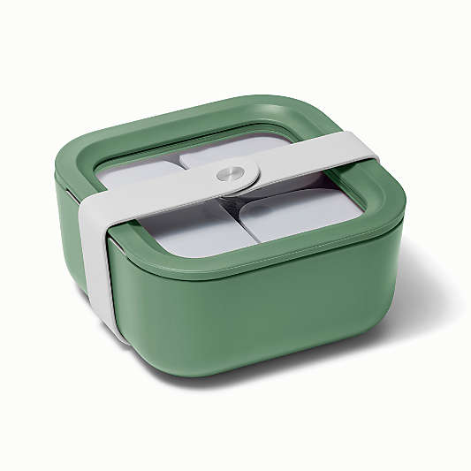 Caraway Home Sage 4.4-Cup Square Non-Stick Glass Food Storage Container with Lid
