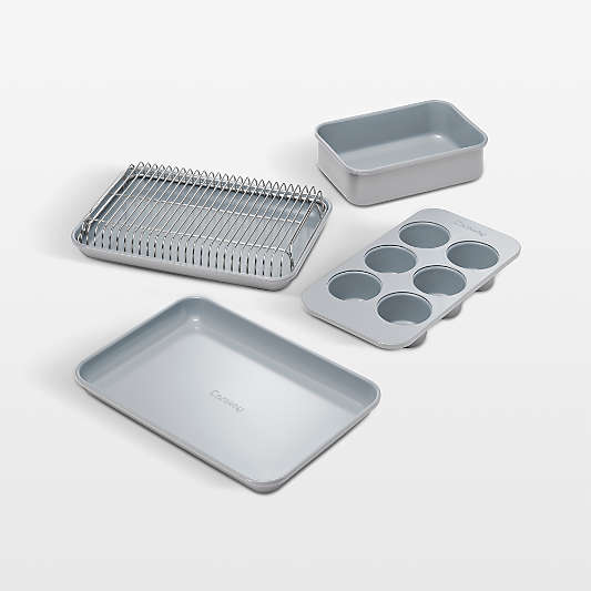 Caraway ® Grey Ceramic Non-Stick 5-Piece Mini Bakeware Set with Storage Tray