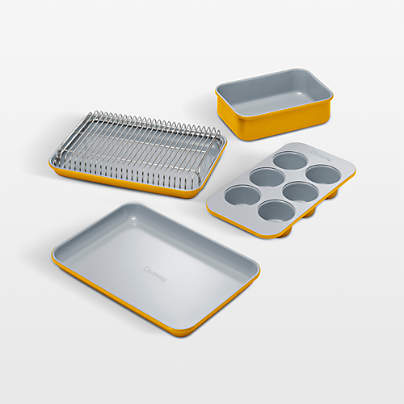 Caraway ® Marigold Ceramic Non-Stick 5-Piece Mini Bakeware Set with Storage Tray