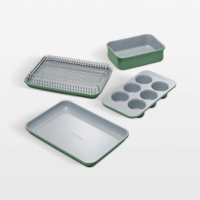 Caraway ® Sage Ceramic Non-Stick 5-Piece Mini Bakeware Set with Storage Tray