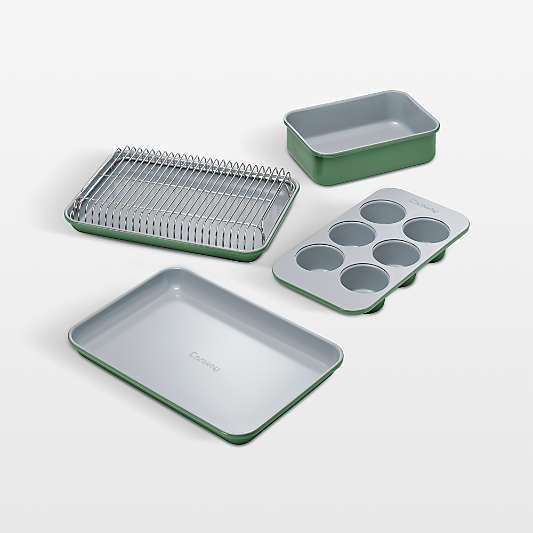 Caraway ® Sage Ceramic Non-Stick 5-Piece Mini Bakeware Set with Storage Tray