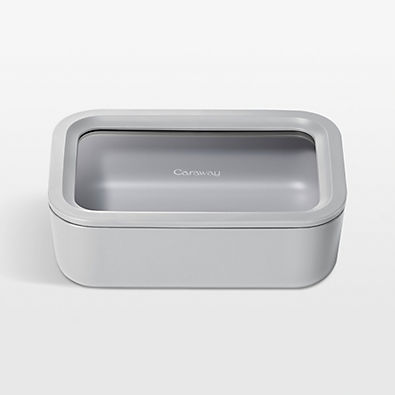 View Caraway ® Grey 6.6-Cup Non-Stick Glass Food Storage Container with Lid details