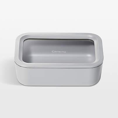Caraway Home Grey 6.6-Cup Non-Stick Glass Food Storage Container with Lid