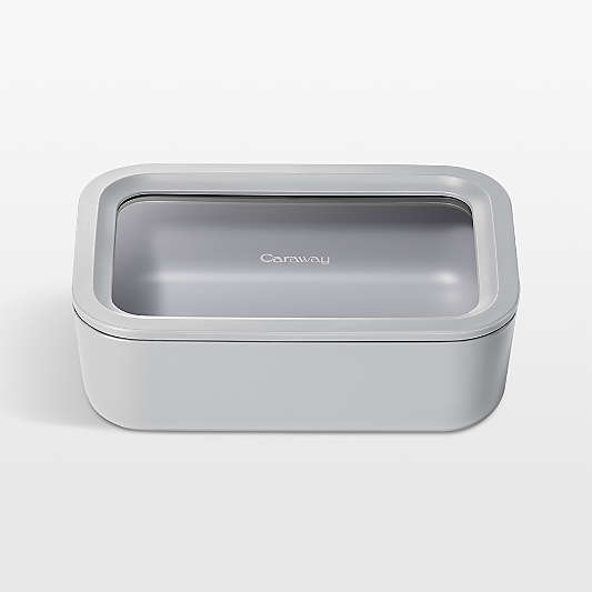 Caraway Home Grey 6.6-Cup Non-Stick Glass Food Storage Container with Lid