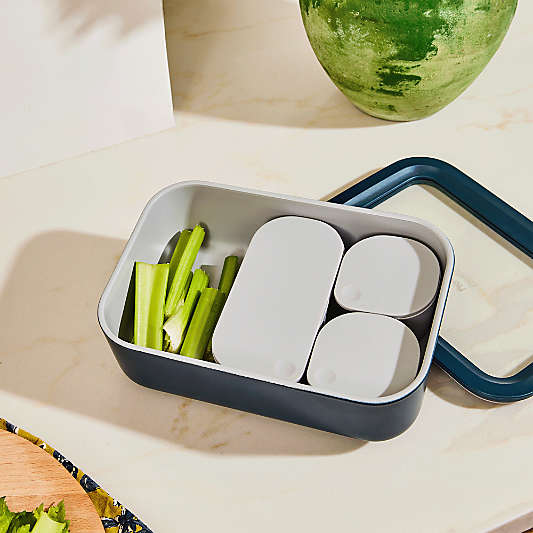 Caraway Home Navy 6.6-Cup Non-Stick Glass Food Storage Container with Lid