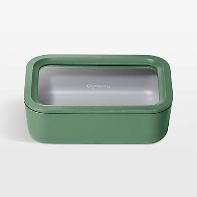 Caraway Home Sage 6.6-Cup Non-Stick Glass Food Storage Container with Lid