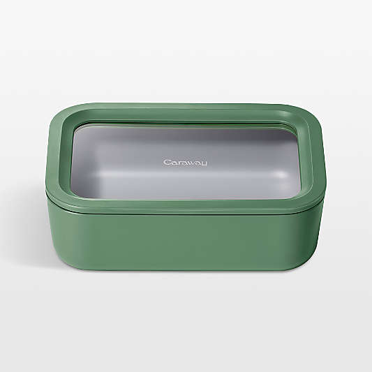 Caraway Home Sage 6.6-Cup Non-Stick Glass Food Storage Container with Lid