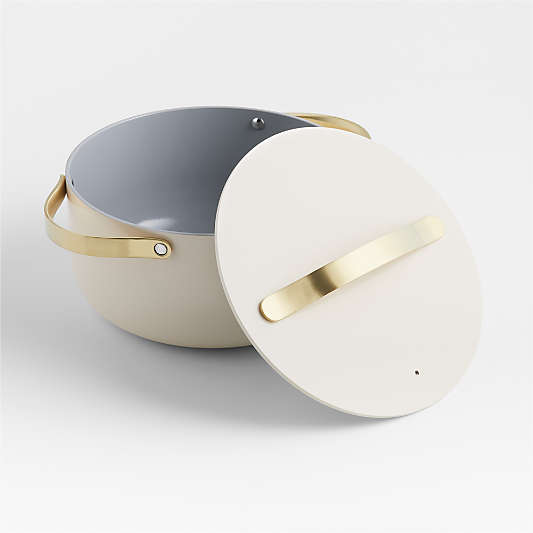 Caraway ® 6.5-Qt. Cream Ceramic Non-Stick Dutch Oven with Gold Hardware