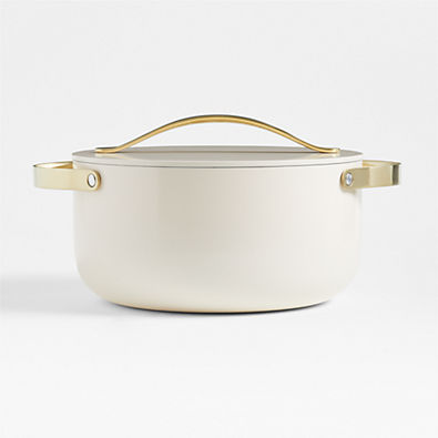 View Caraway Cream Non-Stick Ceramic 6.5-Qt. Dutch Oven with Gold Hardware details