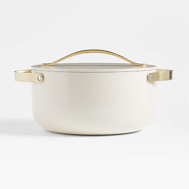Caraway Cream NonStick Ceramic Saute Pan with Gold Hardware + Reviews