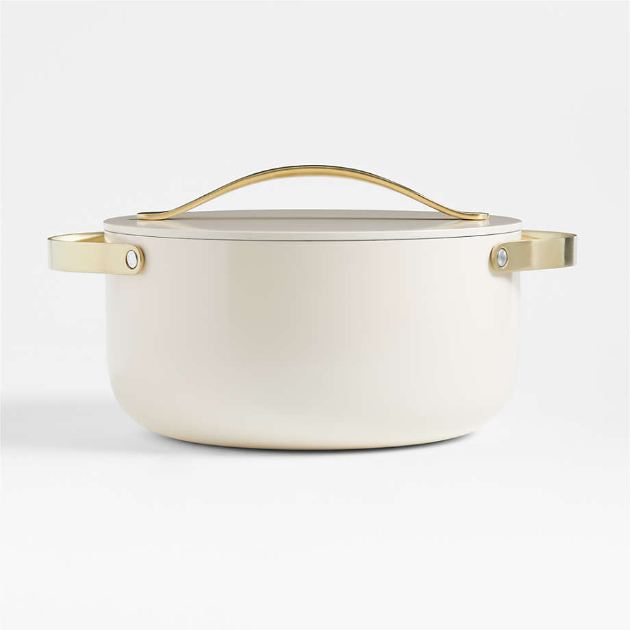 Caraway Cream NonStick Ceramic 6.5Qt. Dutch Oven with Gold Hardware