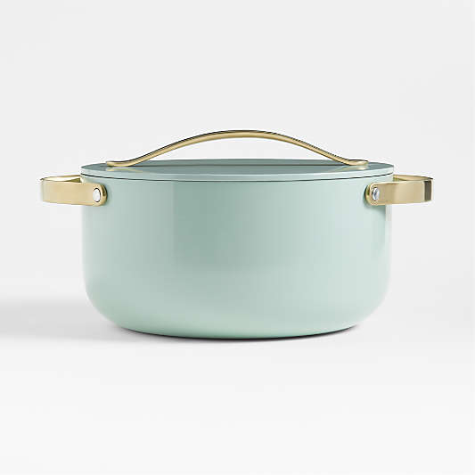 Caraway Silt Green Non-Stick Ceramic 6.5-Qt. Dutch Oven with Gold Hardware