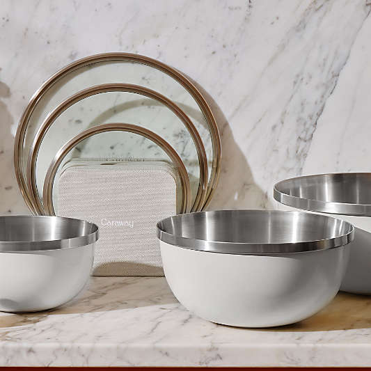 Caraway 6-Piece Stainless Steel Grey Mixing Bowl Set With Glass Lids