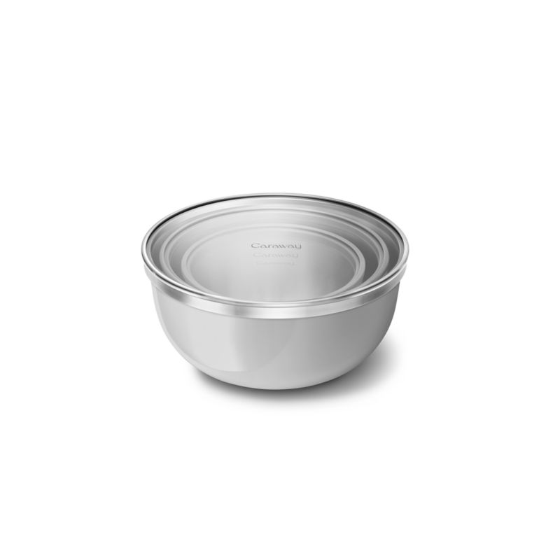 Caraway 6-Piece Stainless Steel Grey Mixing Bowl Set With Glass Lids - image 2 of 3