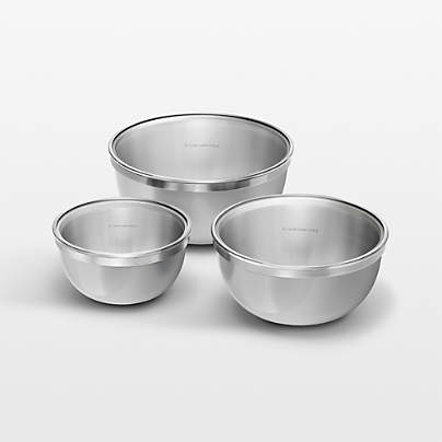Caraway 6-Piece Stainless Steel Grey Mixing Bowl Set With Glass Lids