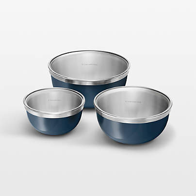 Caraway 6-Piece Stainless Steel Navy Mixing Bowl Set With Glass Lids